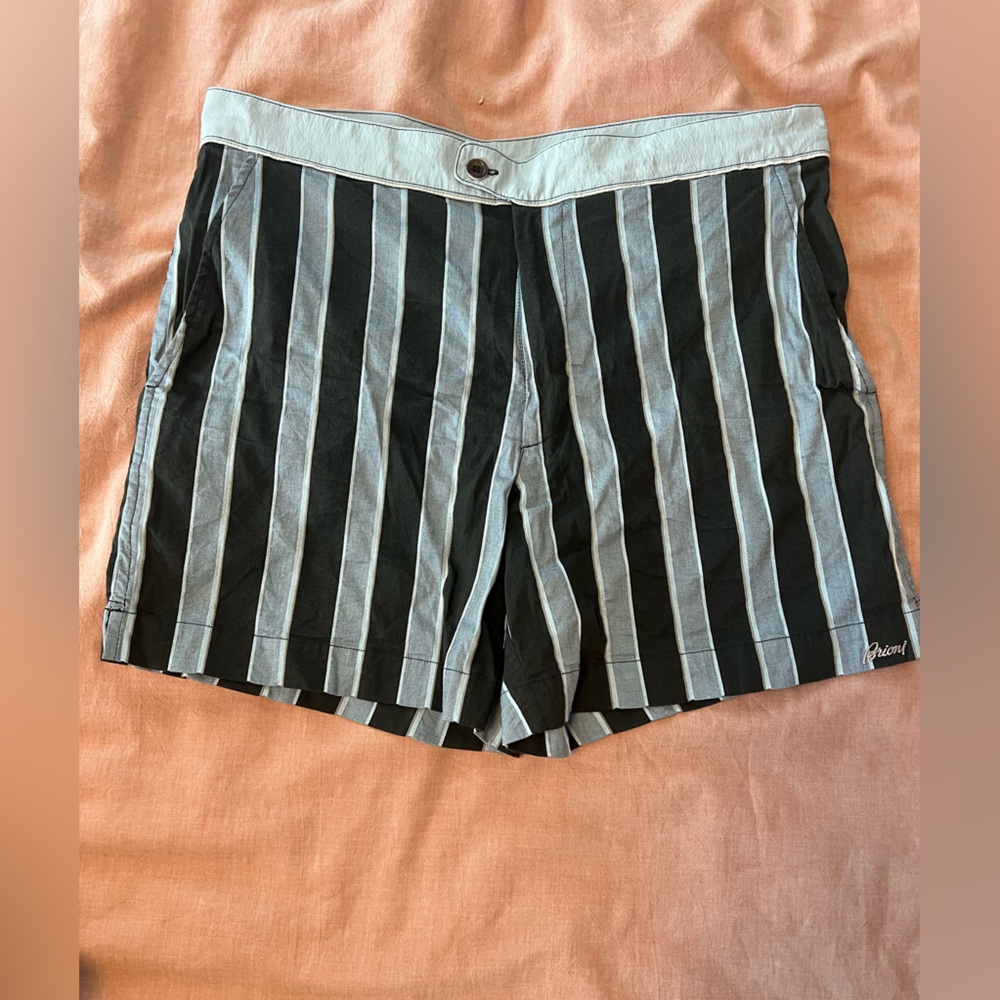 Brioni Black and Gray Plaid Shorts